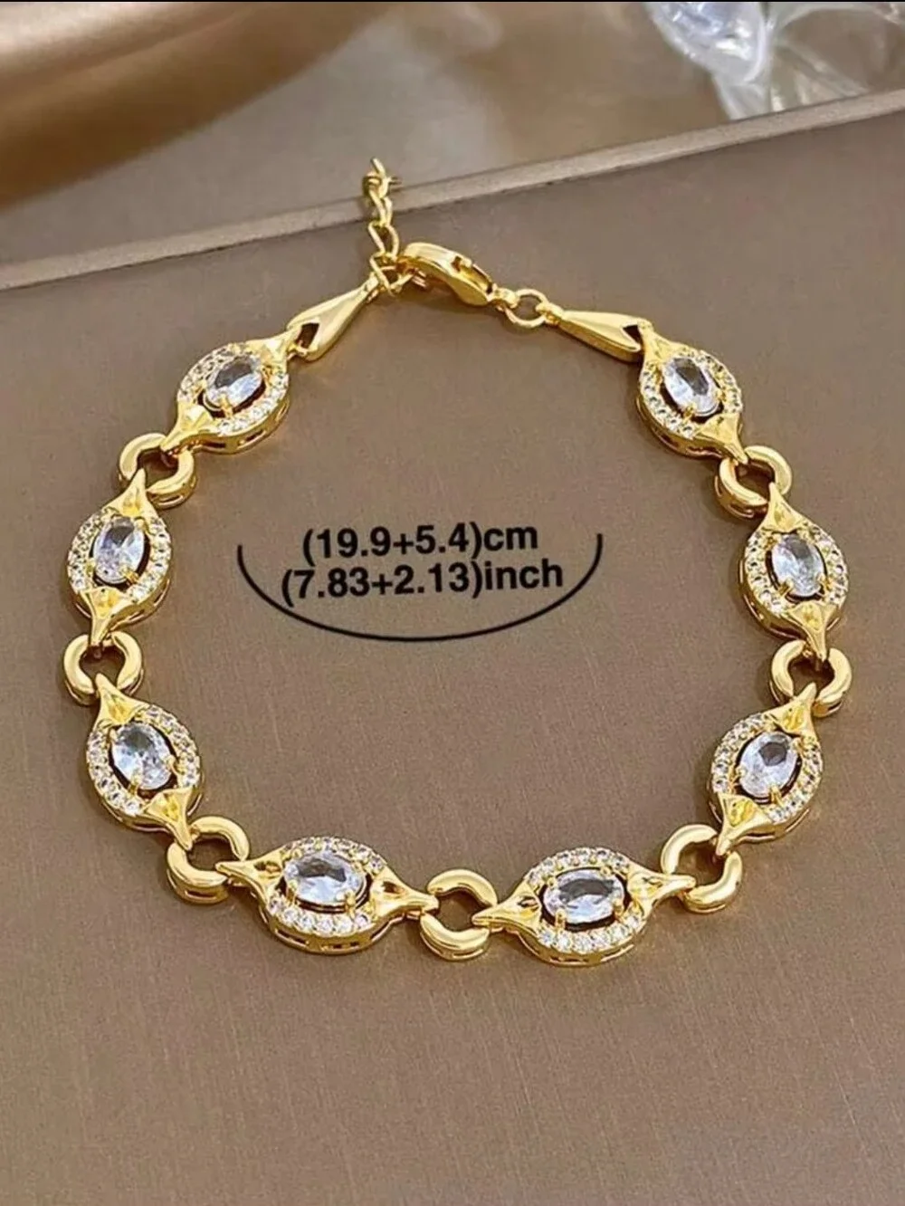 Multicolor Bracelet Light Blue Gem 1pc 18 K Real Gold Plated Anti-fading Luxury